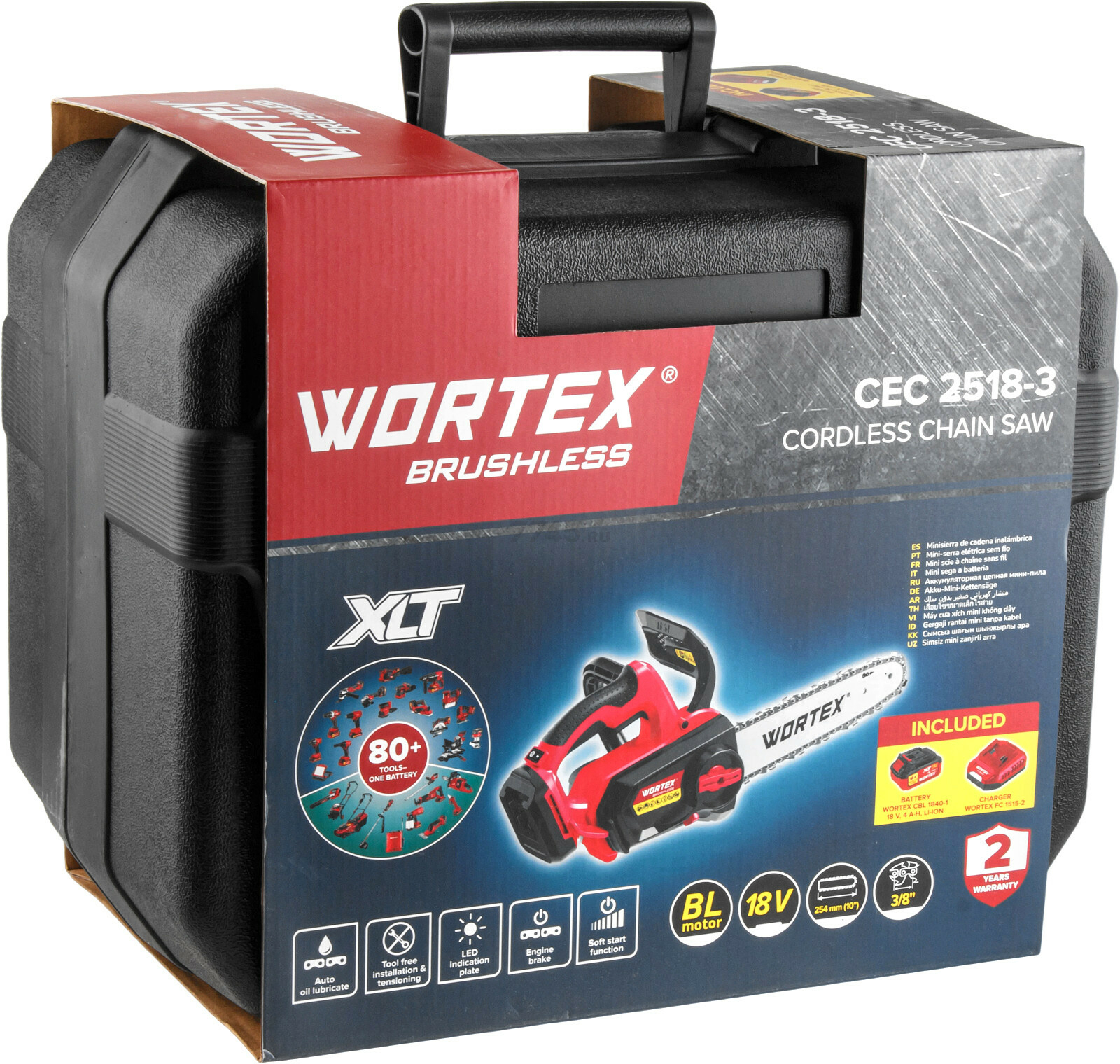 Пила цепная аккумуляторная WORTEX CEC 2518-3 ALL1 XLT SET (2325004) - Фото 16