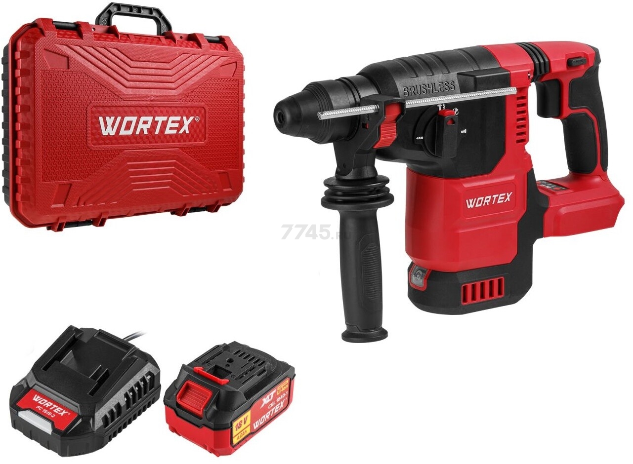Перфоратор аккумуляторный WORTEX CRH 1822 XLT SET (1334921) - Фото 2