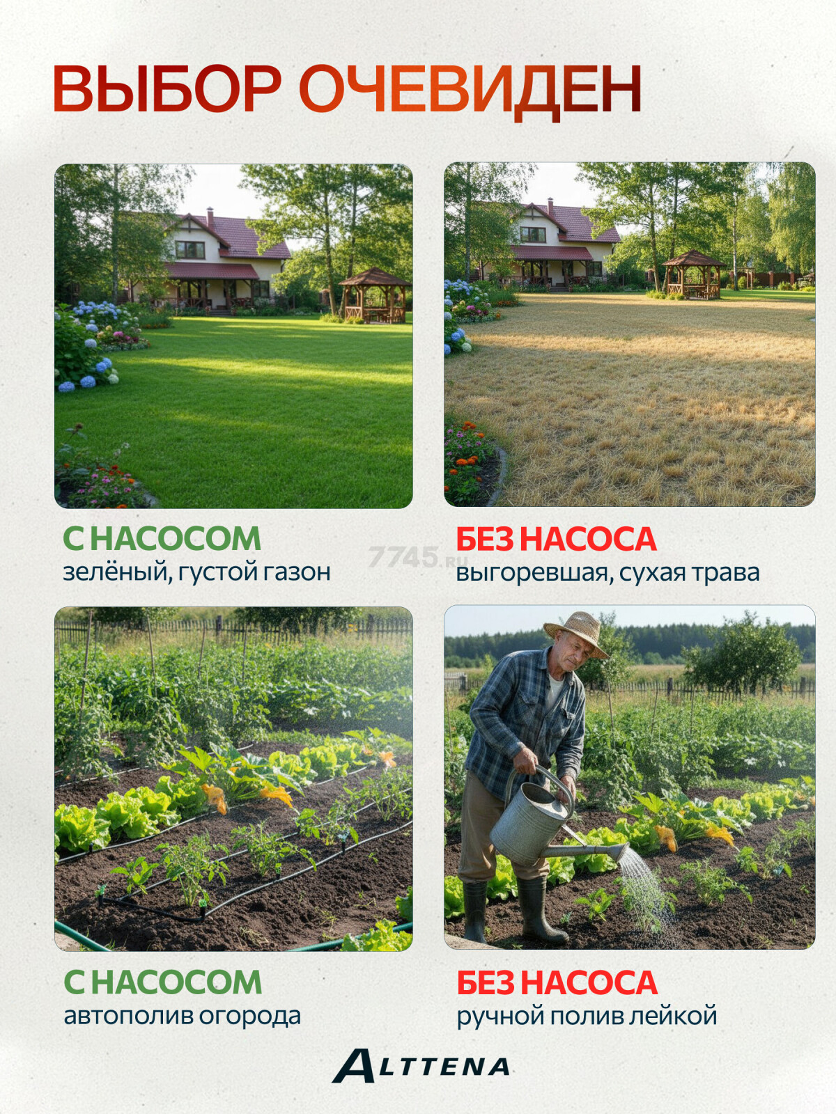 Насос садовый ALTTENA PW500 (203100) - Фото 6