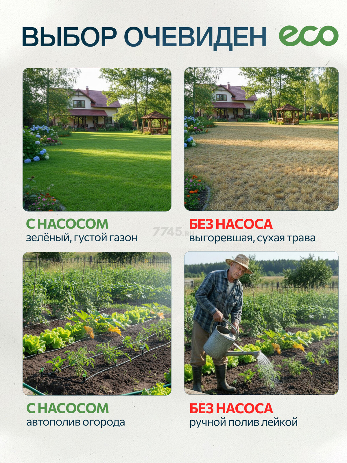 Насос садовый ECO GFW-8P (EC4215-1) - Фото 6