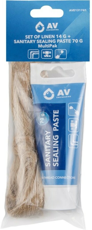 Паста уплотнительная AV ENGINEERING MultiPak 70 г + лен 14 г (AVE131741)