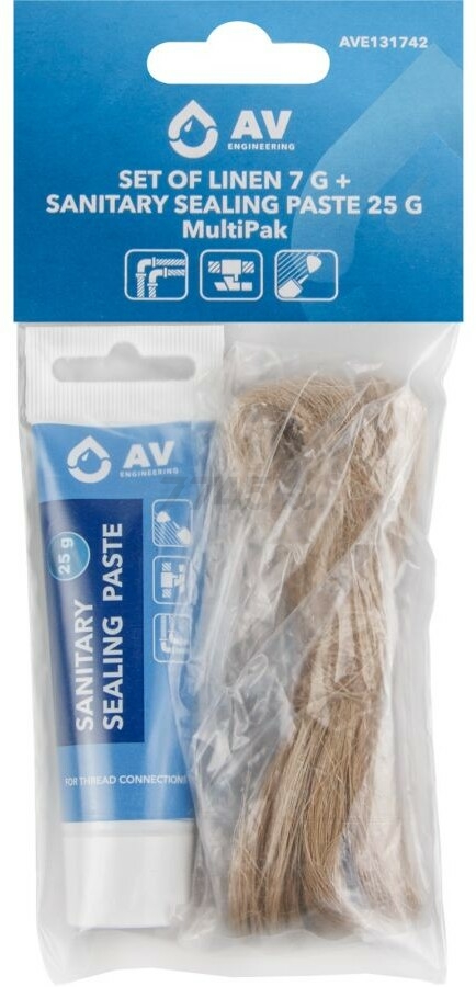 Паста уплотнительная AV ENGINEERING MultiPak 25 г + лен 7 г (AVE131742)