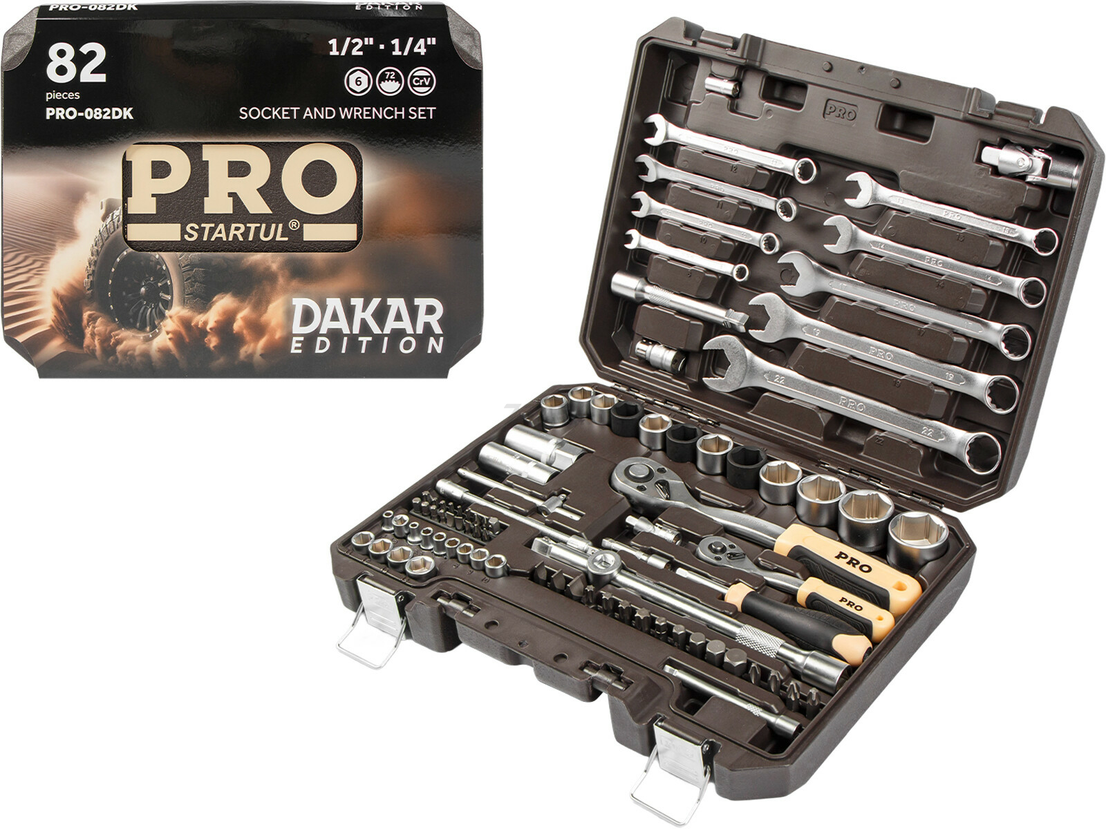 Набор головок и ключей 82пр. 1/4",1/2" PRO STARTUL DAKAR (PRO-082DK) - Фото 2