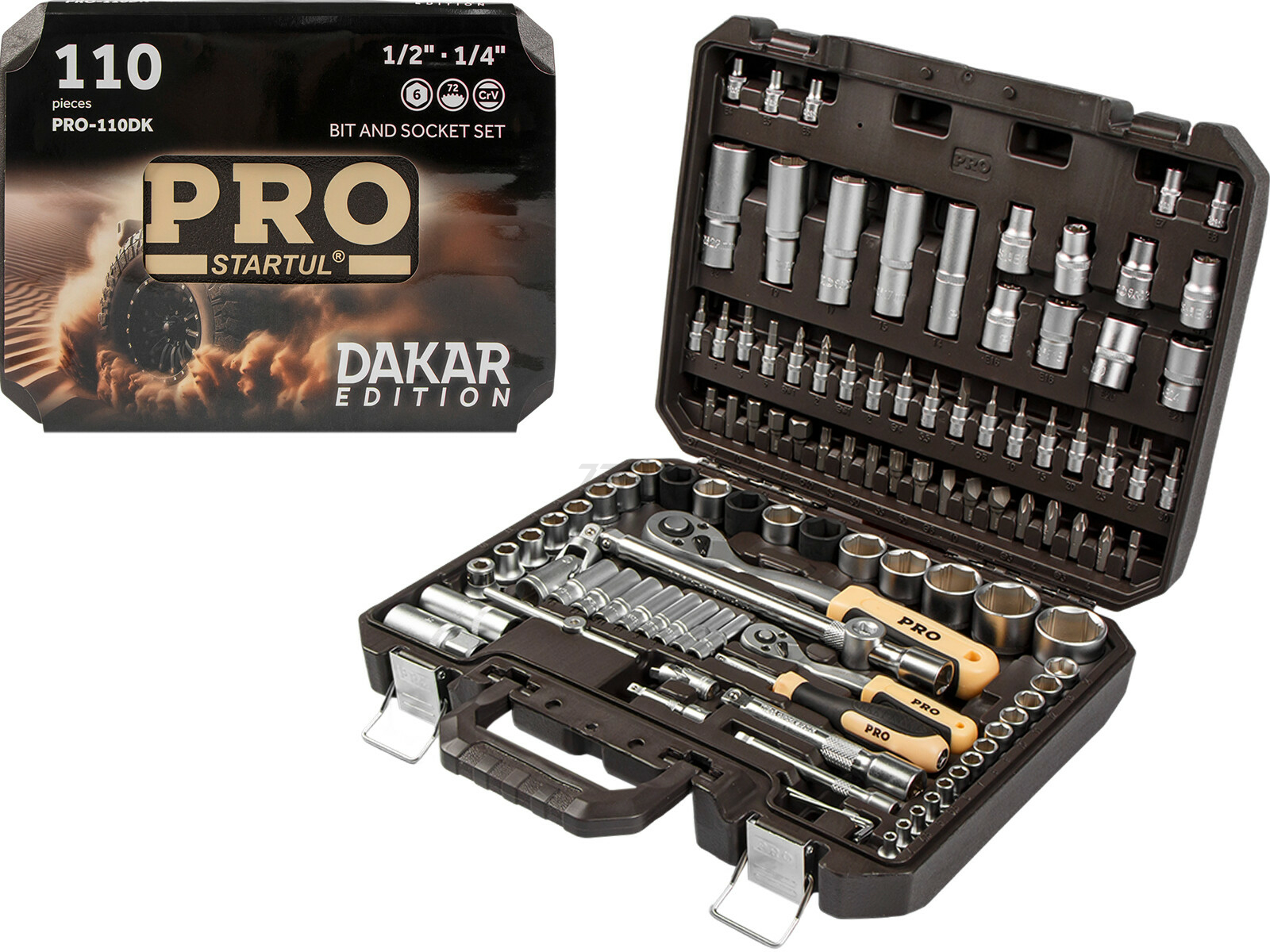 Набор головок и бит 110пр. 1/4",1/2" PRO STARTUL DAKAR (PRO-110DK) - Фото 2