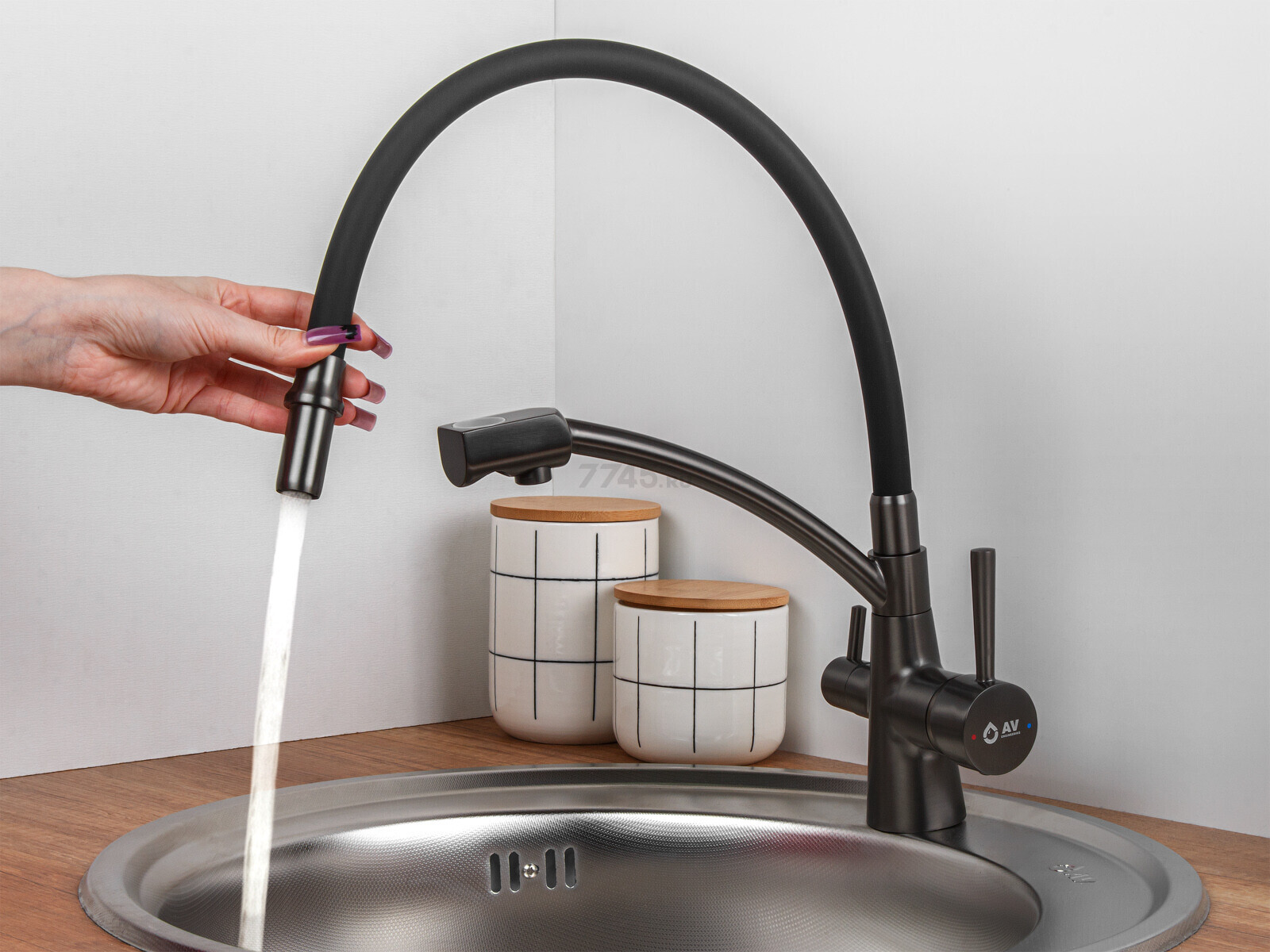 Смеситель для кухни AV ENGINEERING Lux D35 графит (AVLUX4-A49ST) - Фото 5