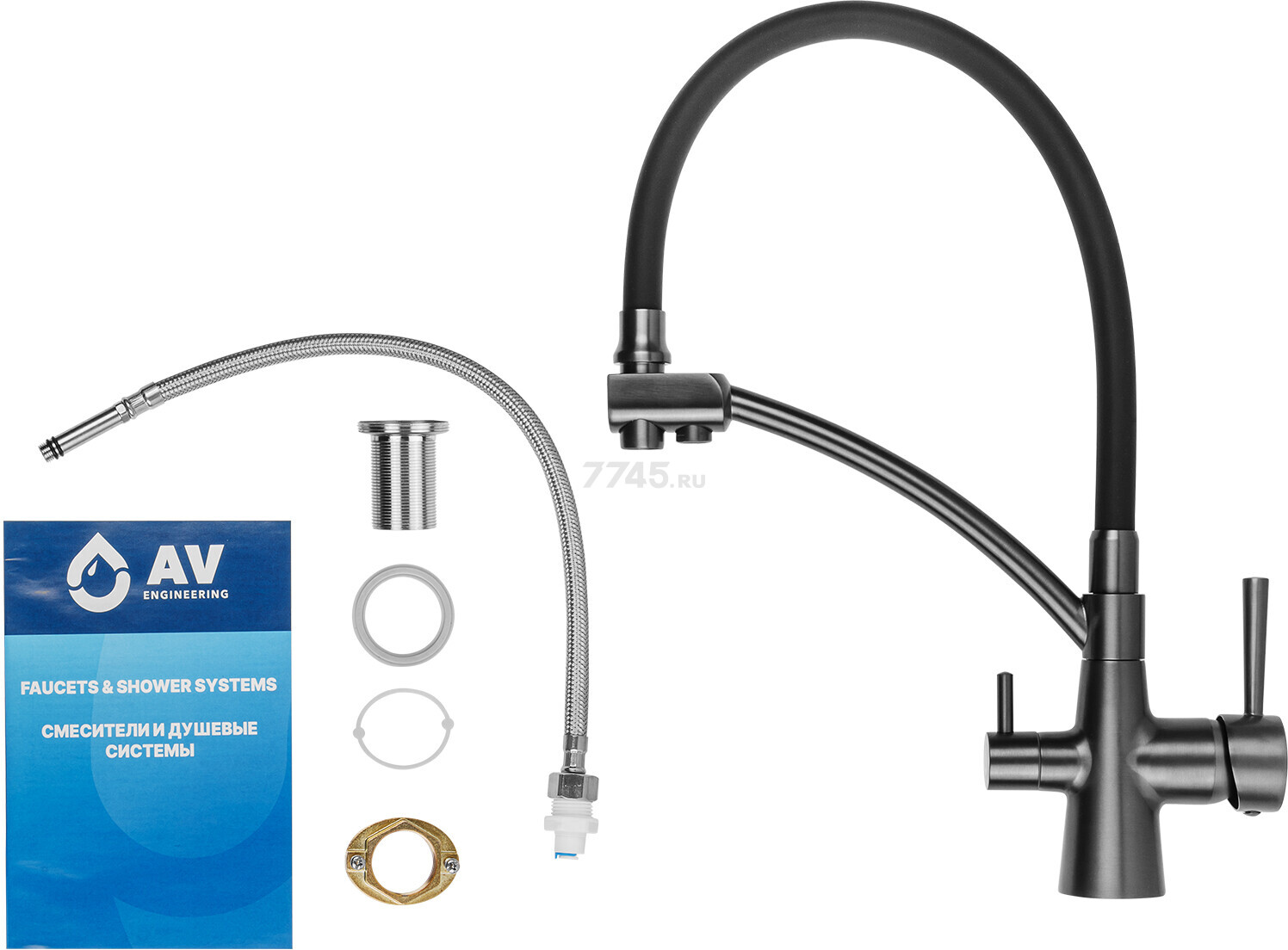 Смеситель для кухни AV ENGINEERING Lux D35 графит (AVLUX4-A49ST) - Фото 6