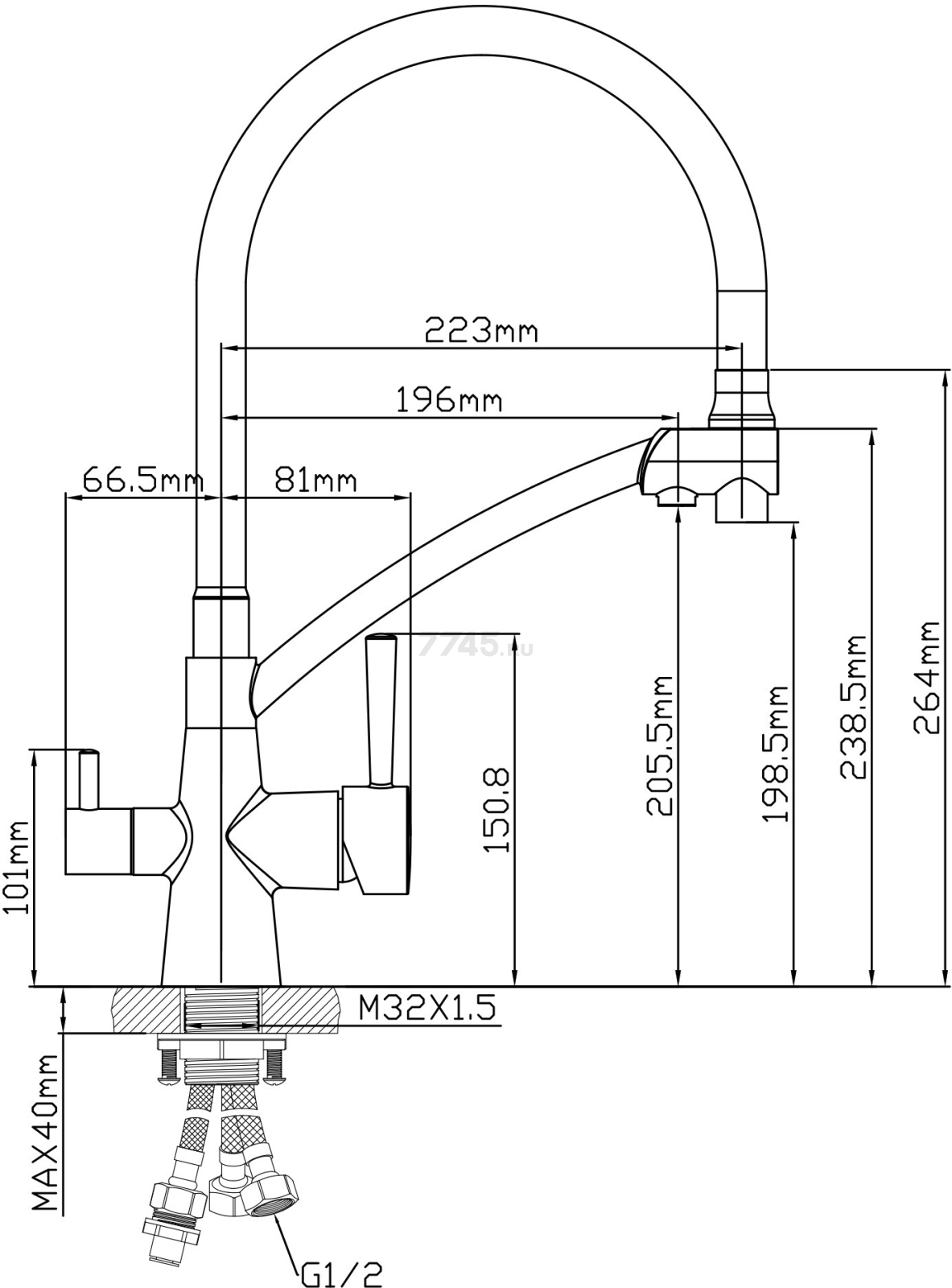 Смеситель для кухни AV ENGINEERING Lux D35 черный (AVLUX4-A49BL) - Фото 2