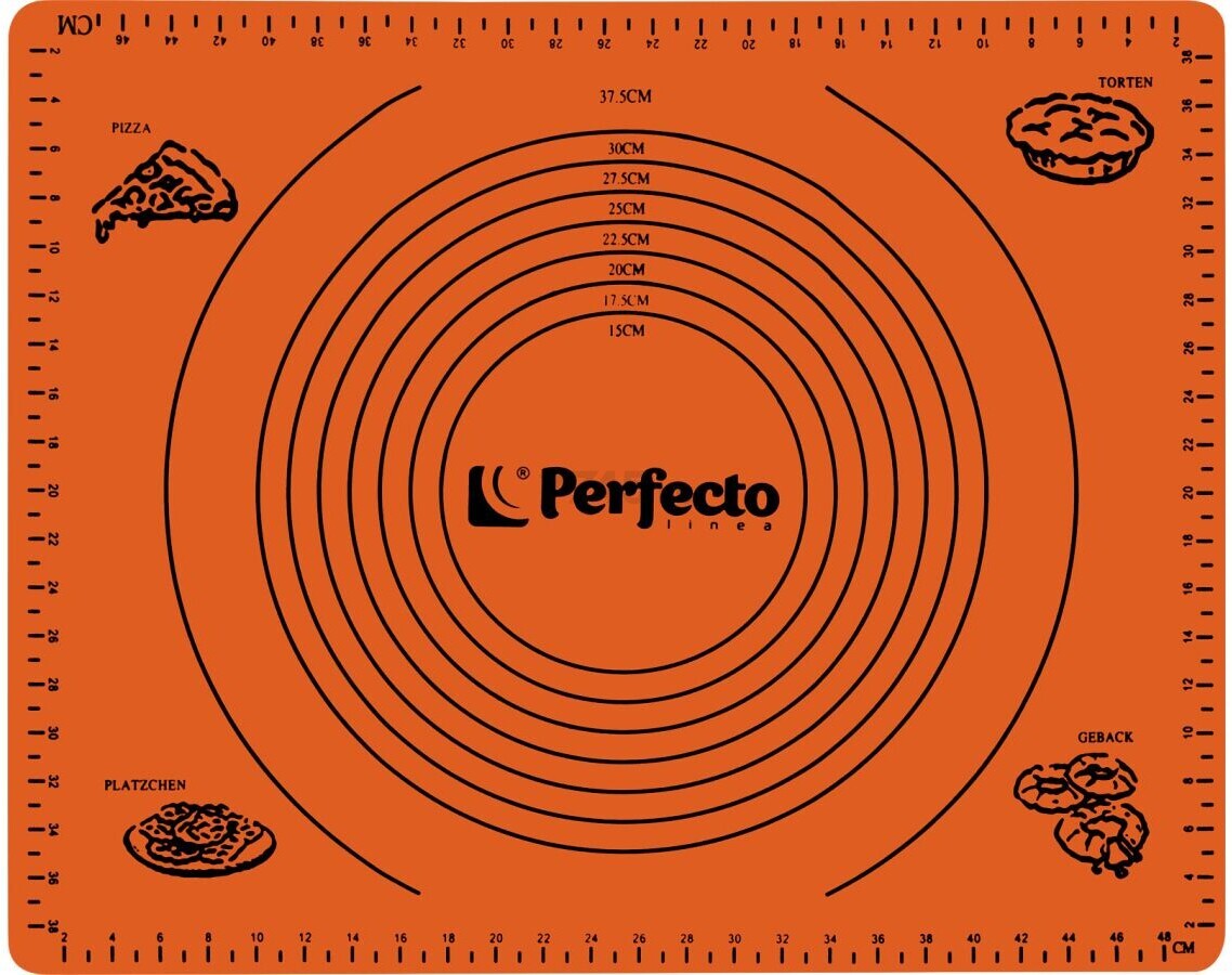 Коврик для теста с мерными делениями 50х40 см PERFECTO LINEA Handy оранжевый (23-504022)