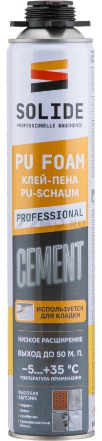 Клей-пена монтажная SOLIDE Cement 850 мл (SL-20420-1)