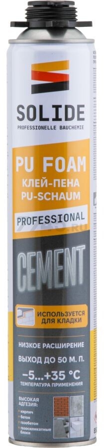 Клей-пена монтажная SOLIDE Cement 850 мл (SL-20420-1)