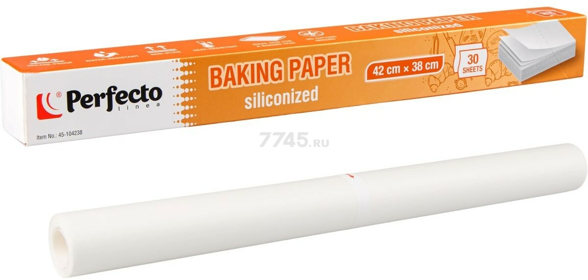 Бумага для выпечки пергаментная силиконизированная 42х38 см PERFECTO LINEA 30 листов (45-104238)