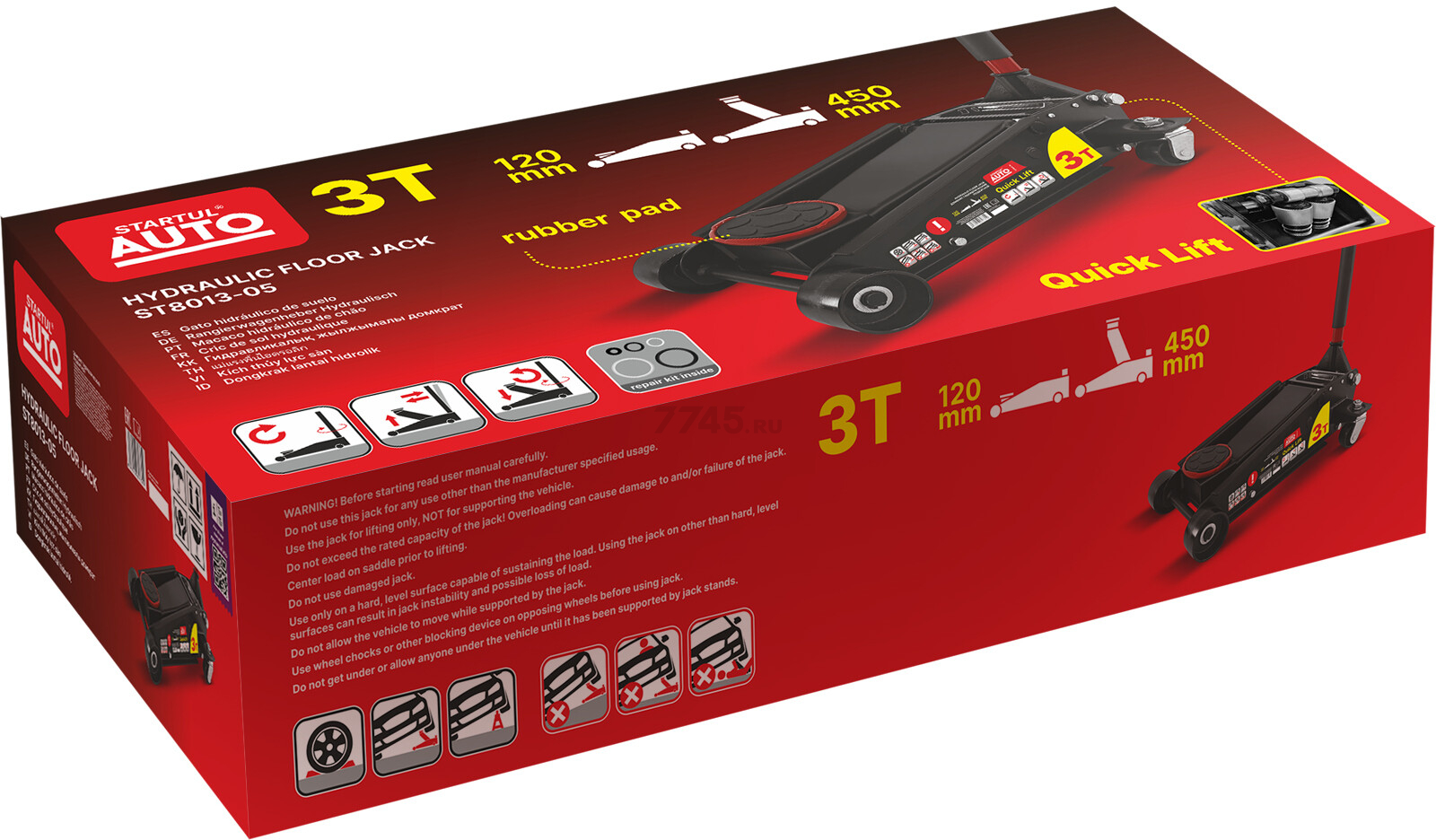 Домкрат гидравлический подкатной с быстрым подъемом 3 т STARTUL Auto (ST8013-05) - Фото 15