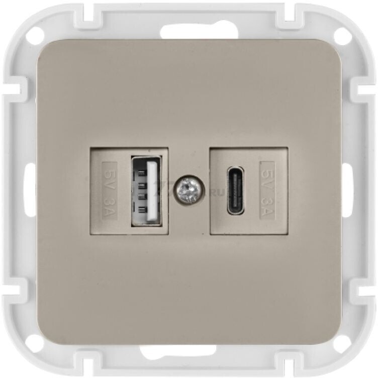 Розетка USB двойная скрытая BYLECTRICA Astrum песочная (РП5-6562 песочн)