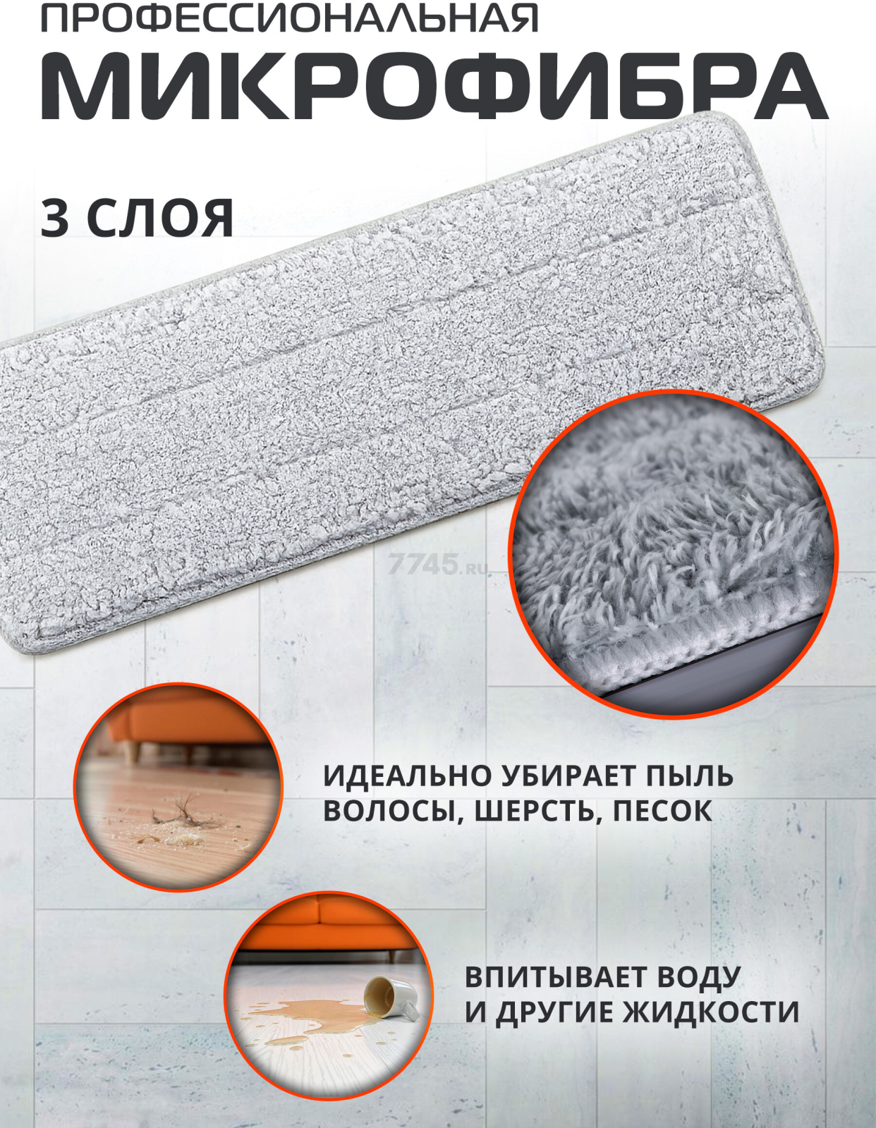 Сменная насадка для швабры BRUNER Rapid 2 штуки (BR-11278122) - Фото 2