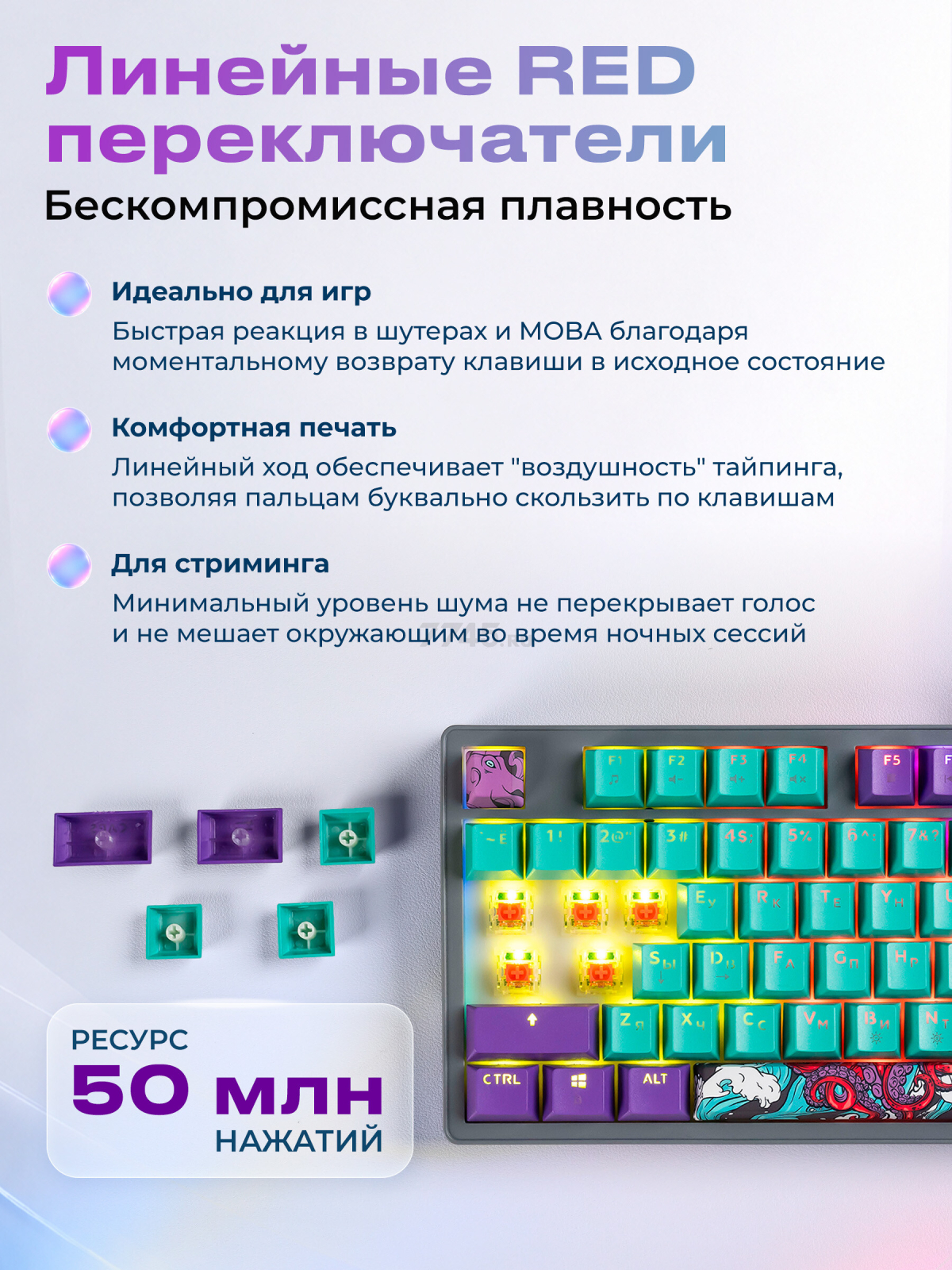 Клавиатура игровая механическая URZUS Scira B UR-5317123 - Фото 5