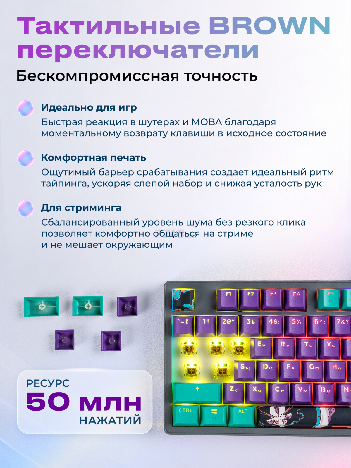 Клавиатура игровая механическая URZUS Scira R UR-5317122 - Фото 5