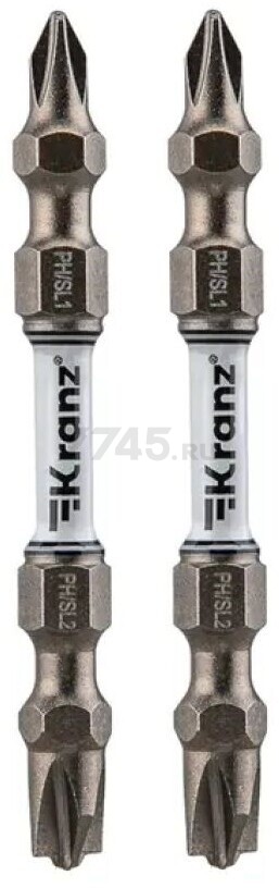 Бита для шуруповерта двусторонняя магнитная PH/SL1 - PH/SL2 65 мм KRANZ 2 штуки (KR-92-0451-1)
