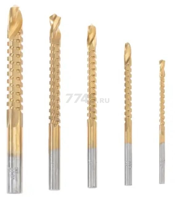 Набор cверл фрезерных по металлу 3-4-5-6-8 мм KRANZ Титан 5 штук (KR-91-0585)