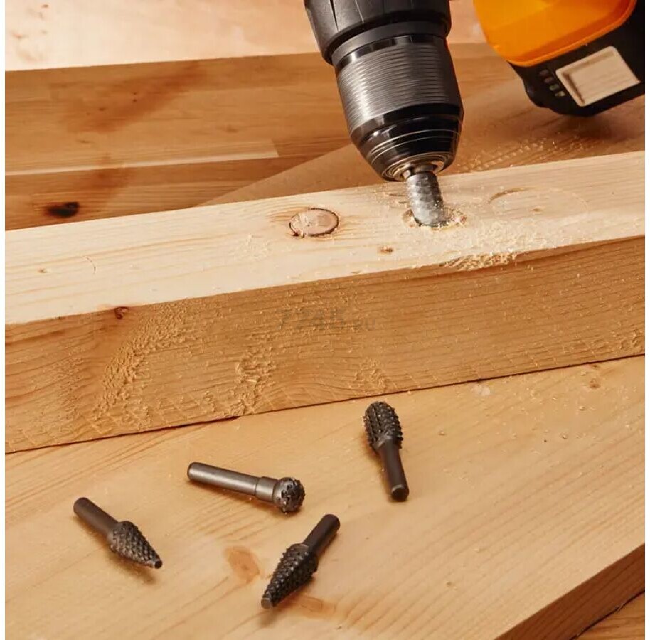 Набор борфрез по дереву 5 предметов KRANZ (KR-91-0798) - Фото 4