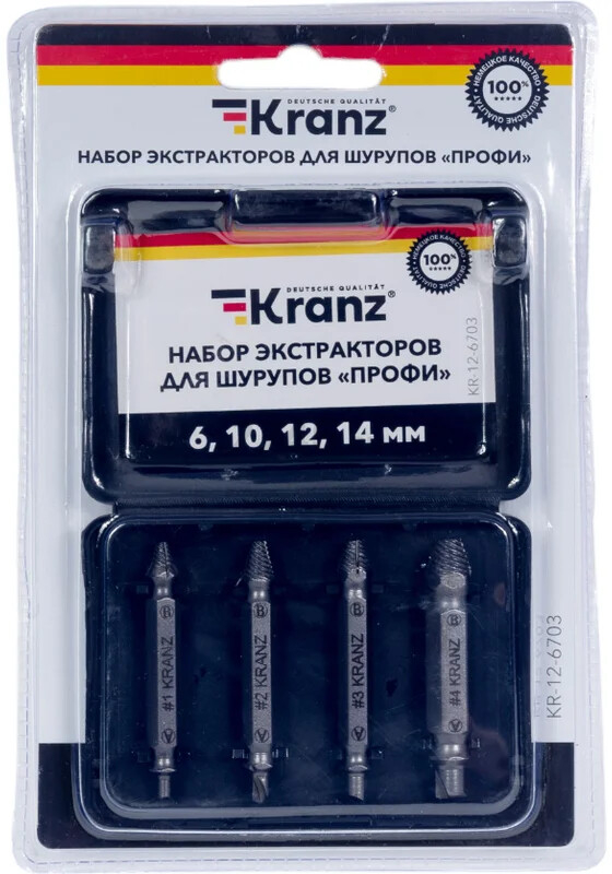 Набор экстракторов для шурупов KRANZ KR-12-6703 - Фото 2