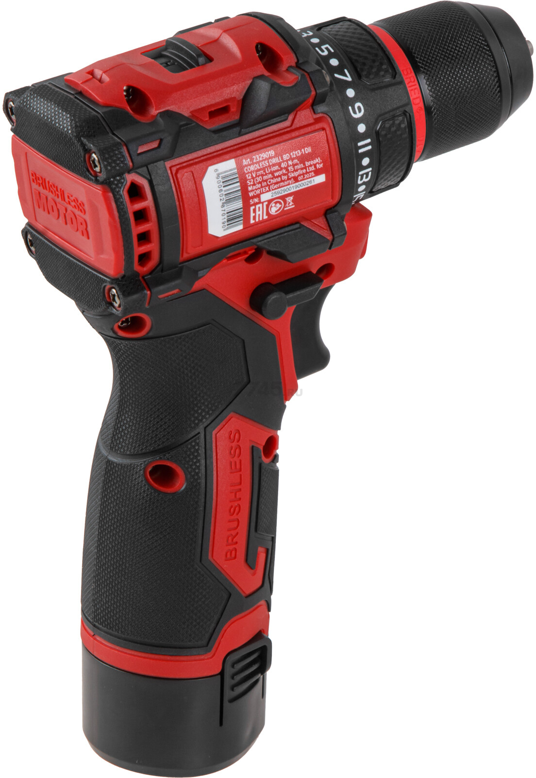 Дрель-шуруповерт аккумуляторная WORTEX BD 1213-1 Dli (2329019) - Фото 3