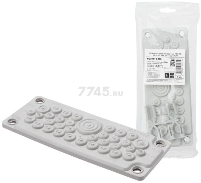 Ввод кабельный мембранный TDM КВМ-35 35 отверстий d 6-32 мм серый (SQ0814-0008) - Фото 2