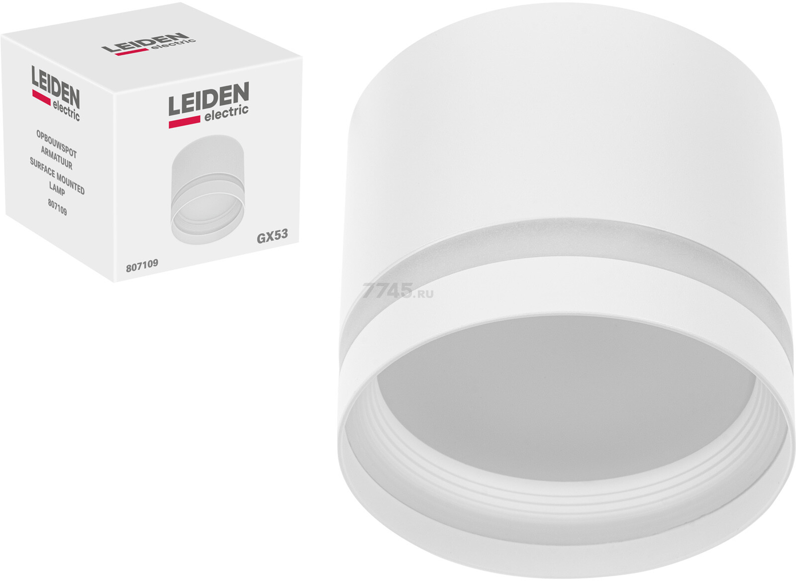 Светильник точечный накладной GX53 15 Вт LEIDEN ELECTRIC белый (807109) - Фото 2