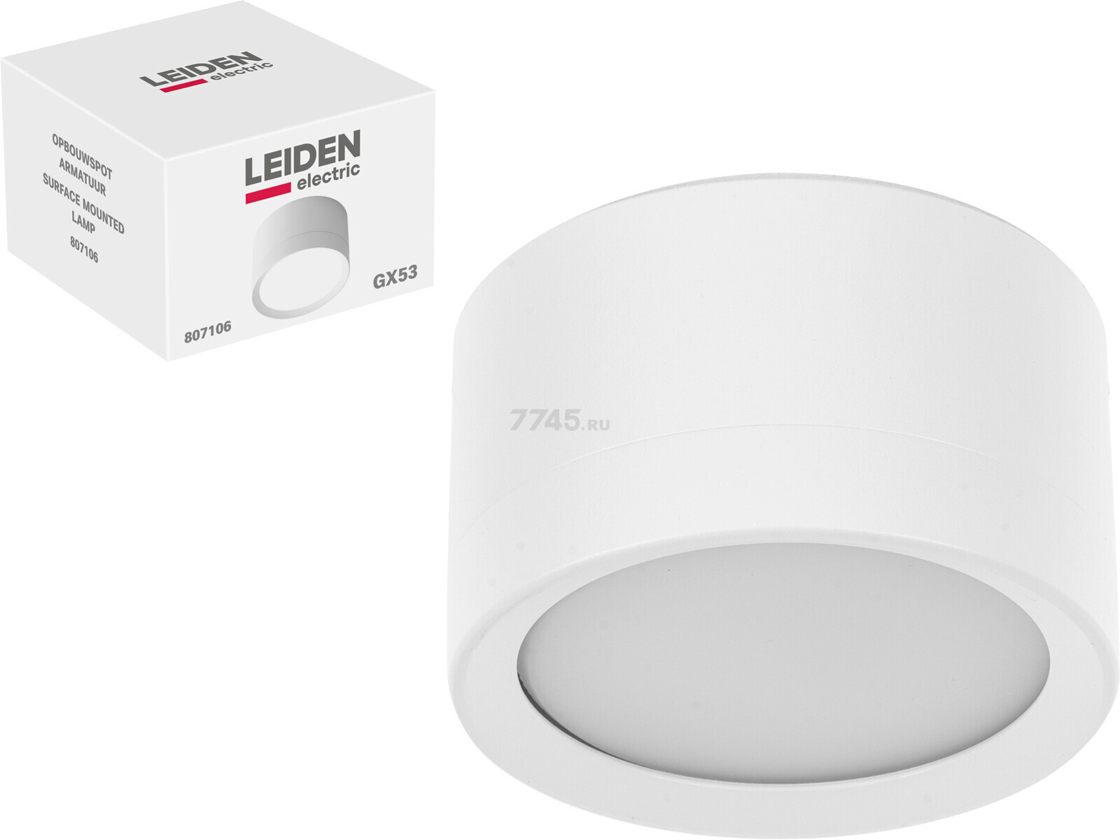 Светильник точечный накладной GX53 15 Вт LEIDEN ELECTRIC белый (807106) - Фото 2