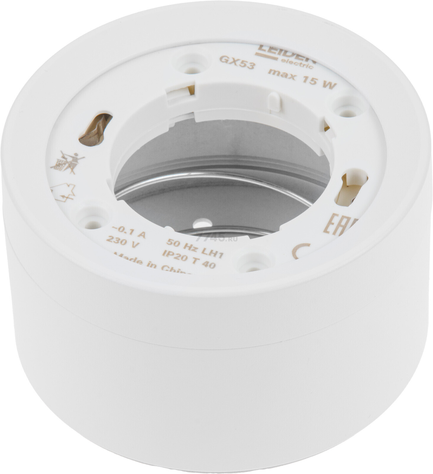 Светильник точечный накладной GX53 15 Вт LEIDEN ELECTRIC белый (807106) - Фото 5