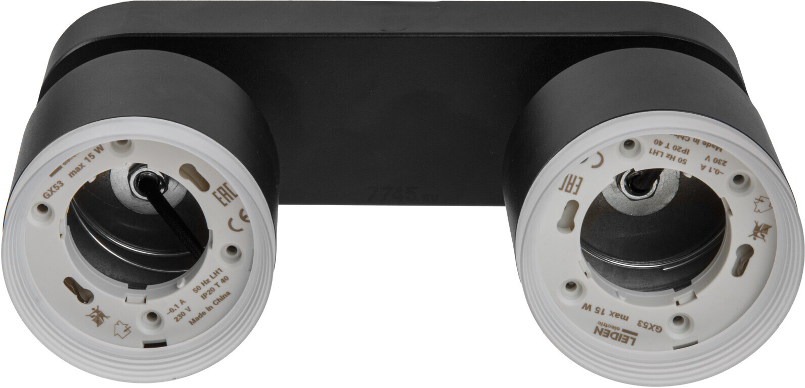 Светильник накладной поворотный 2хGX53 2х15 Вт LEIDEN ELECTRIC черный (807102) - Фото 5
