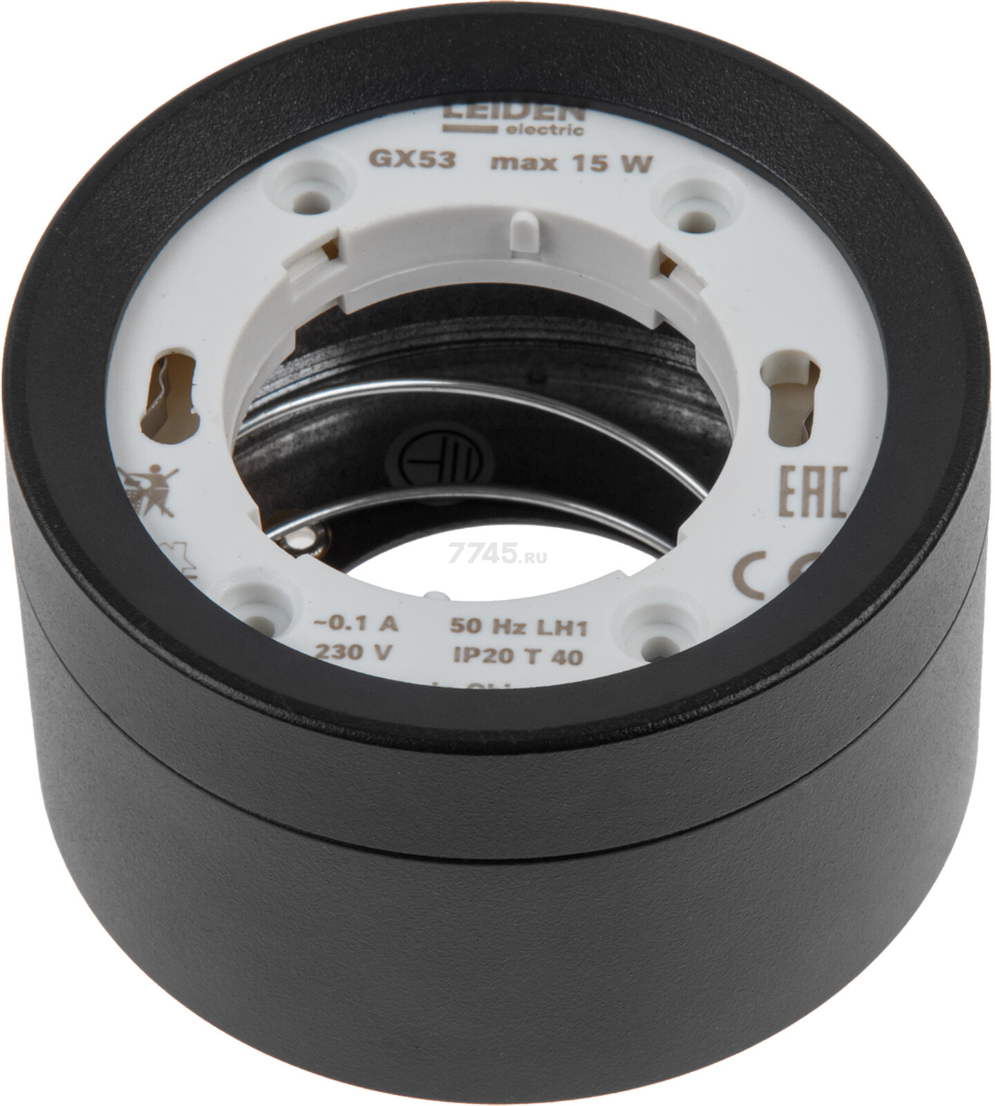 Светильник точечный накладной GX53 15 Вт LEIDEN ELECTRIC черный (807107) - Фото 5