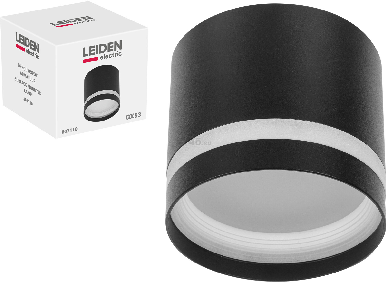 Светильник точечный накладной GX53 15 Вт LEIDEN ELECTRIC черный (807110) - Фото 2