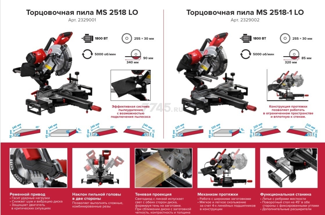 Пила торцовочная WORTEX MS 2518 LO (2329001) - Фото 12