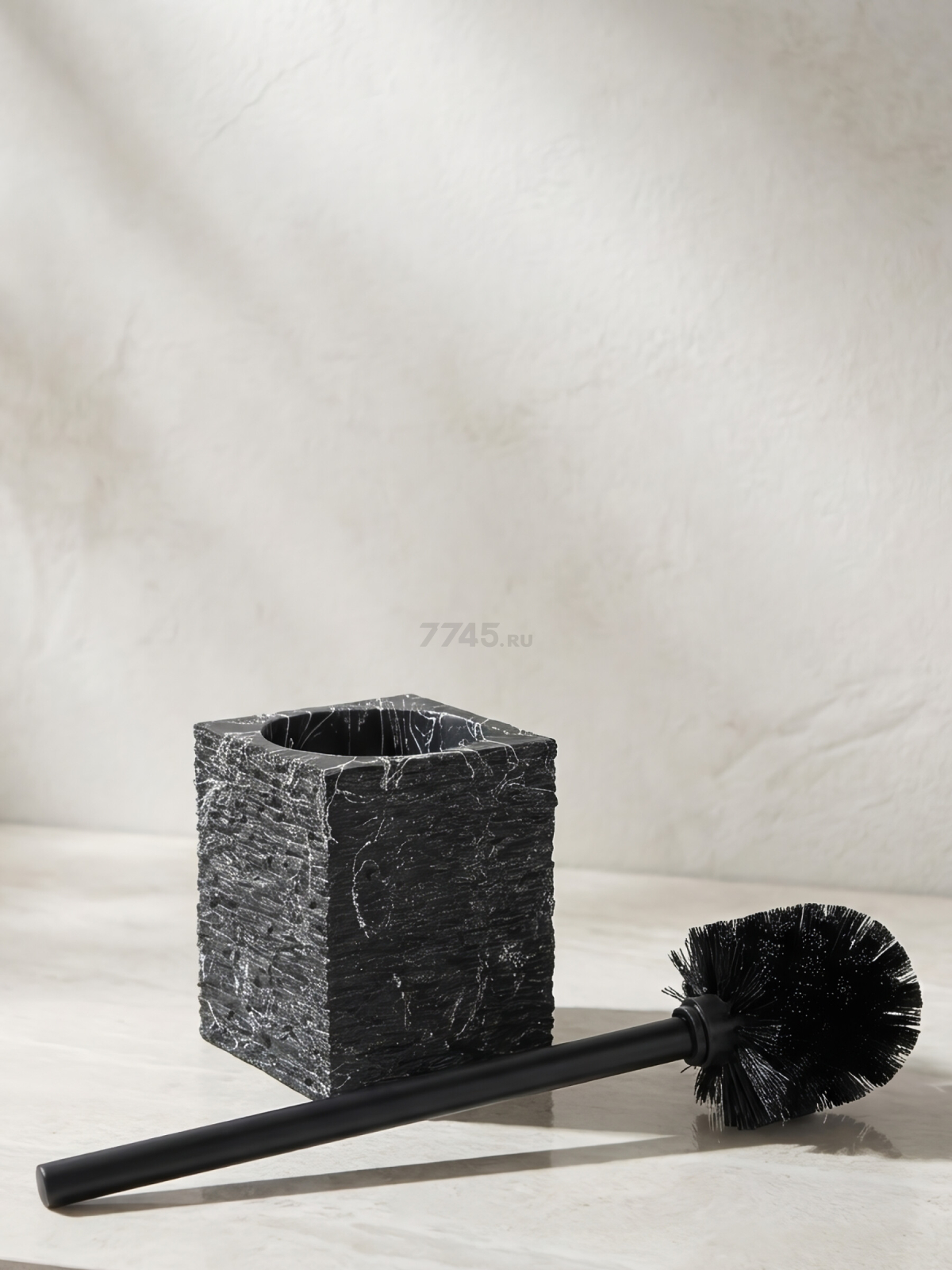 Ершик для унитаза PERFECTO LINEA StoneWave черный (35-130804) - Фото 5