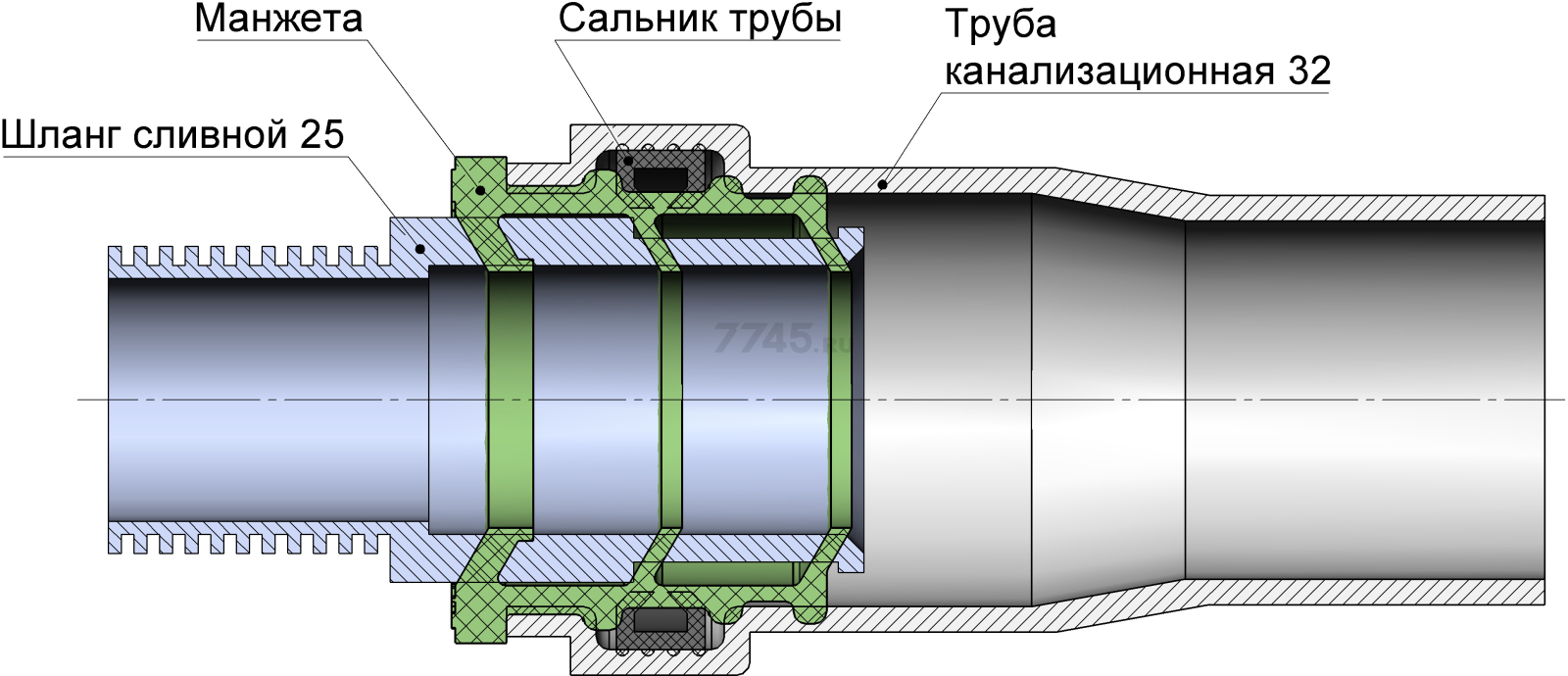 Манжета переходная D32x25 черная AV Engineering (AVEMB3225) - Фото 6