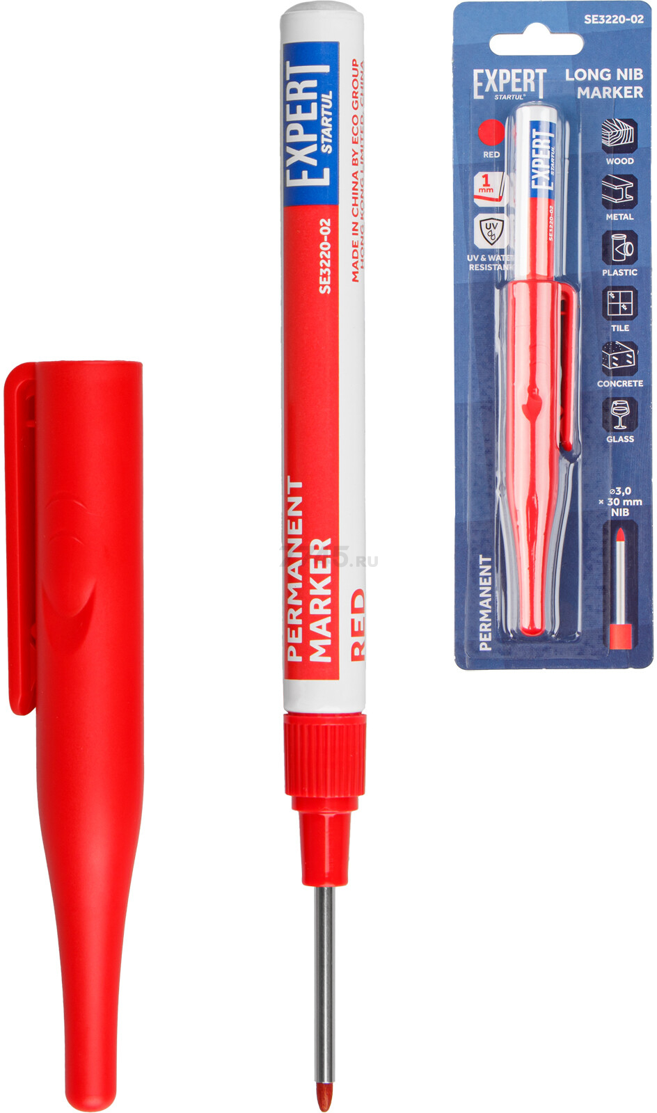 Маркер перманентный с удлин. наконеч. 1мм красный EXPERT STARTUL (SE3220-02)