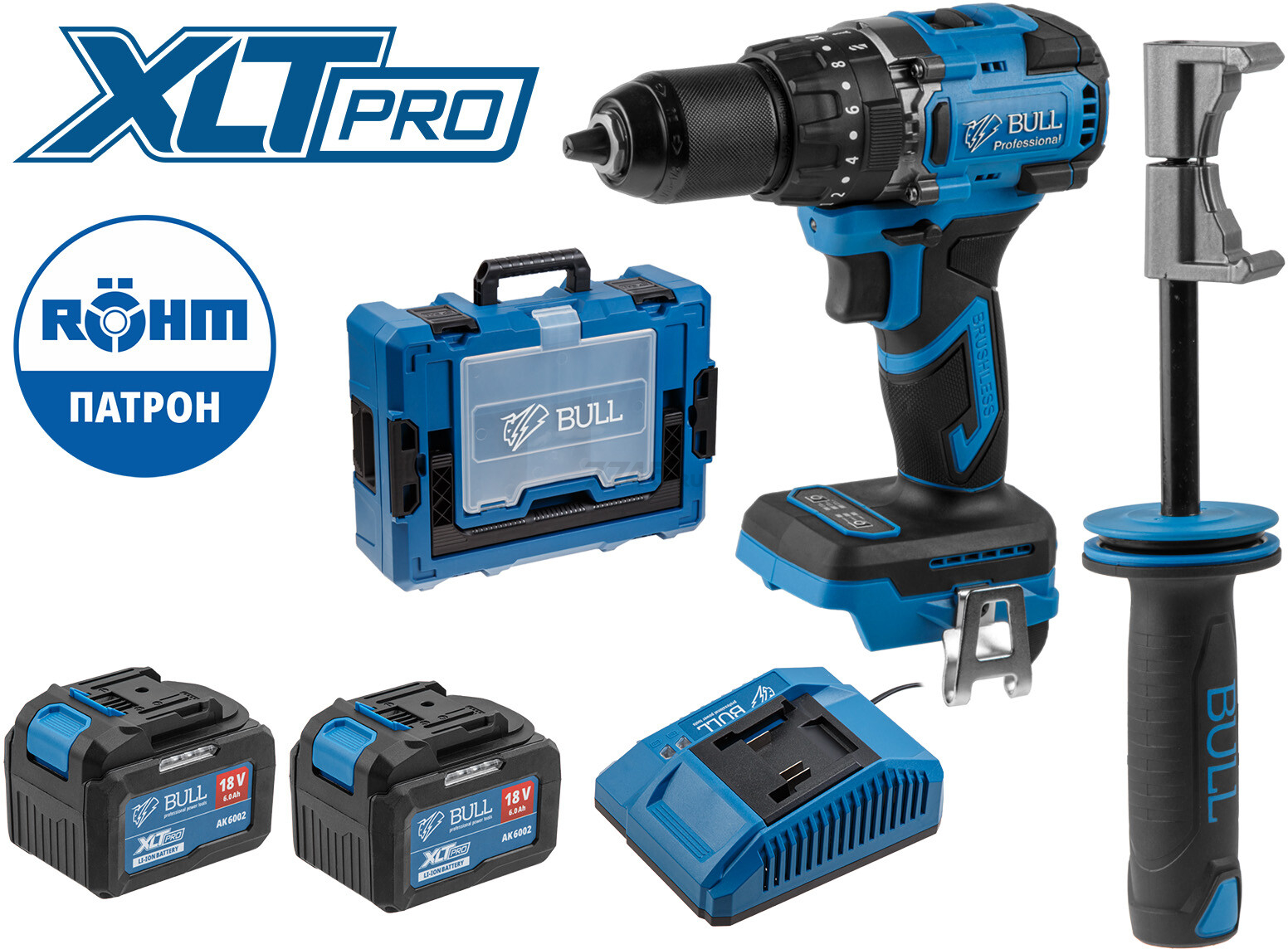 Дрель-шуруповерт аккумуляторная ударная BULL SR 1806 R-series XLTpro Xcase (2329060)