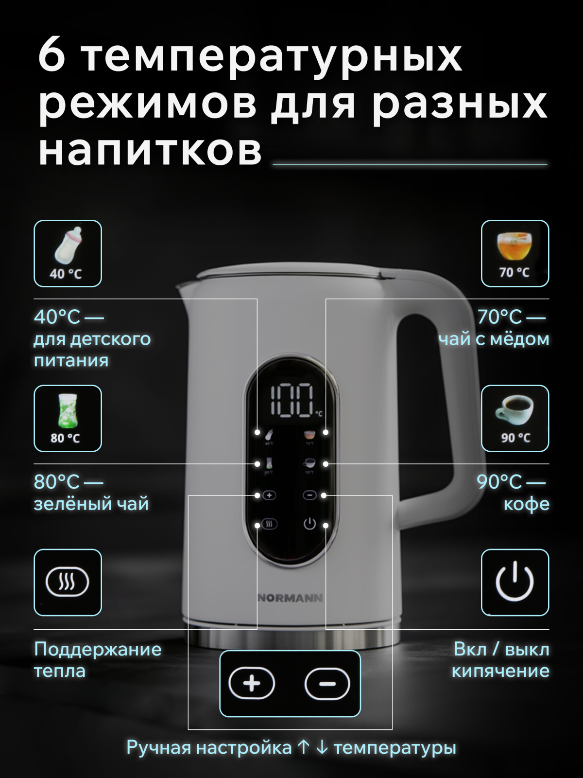 Чайник электрический NORMANN AKL-522 (N16039-3) - Фото 3