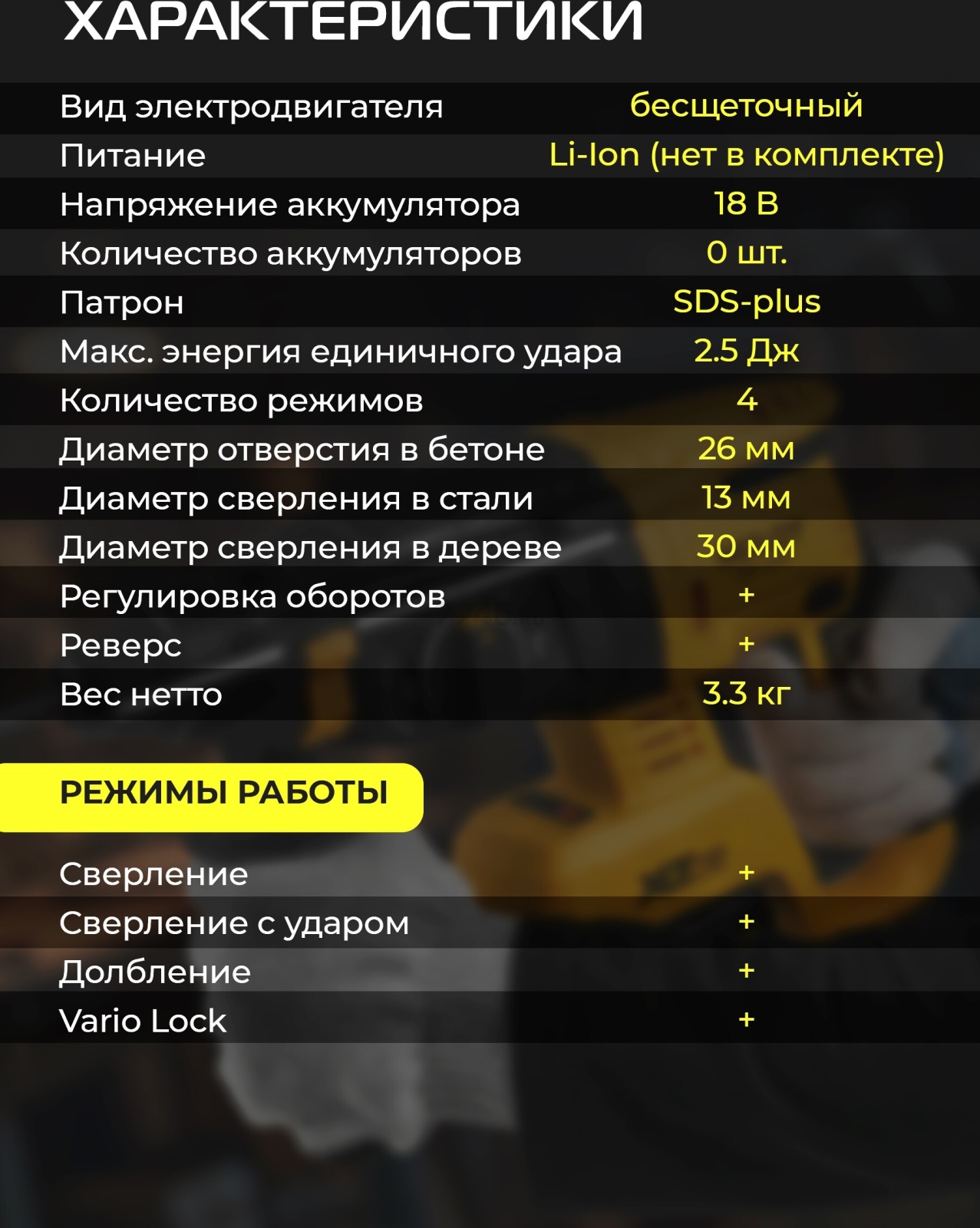 Перфоратор аккумуляторный MOLOT CRH 1814 XLT Lite SOLO (2318033) - Фото 7