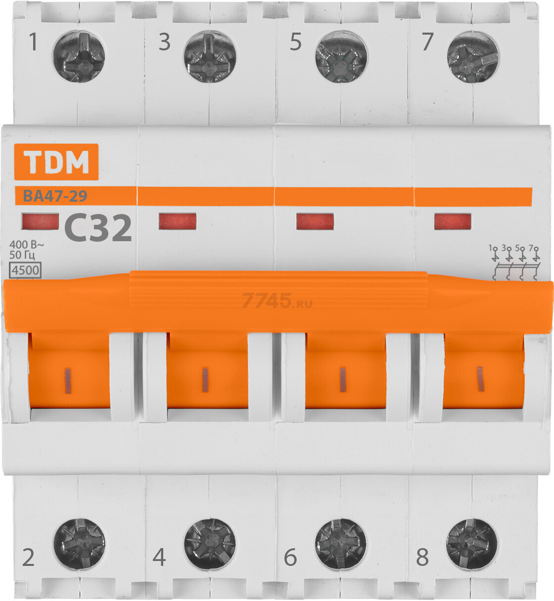 Автоматический выключатель TDM ВА47-29 4Р 32А С 4,5кА (SQ0206-0128) - Фото 3