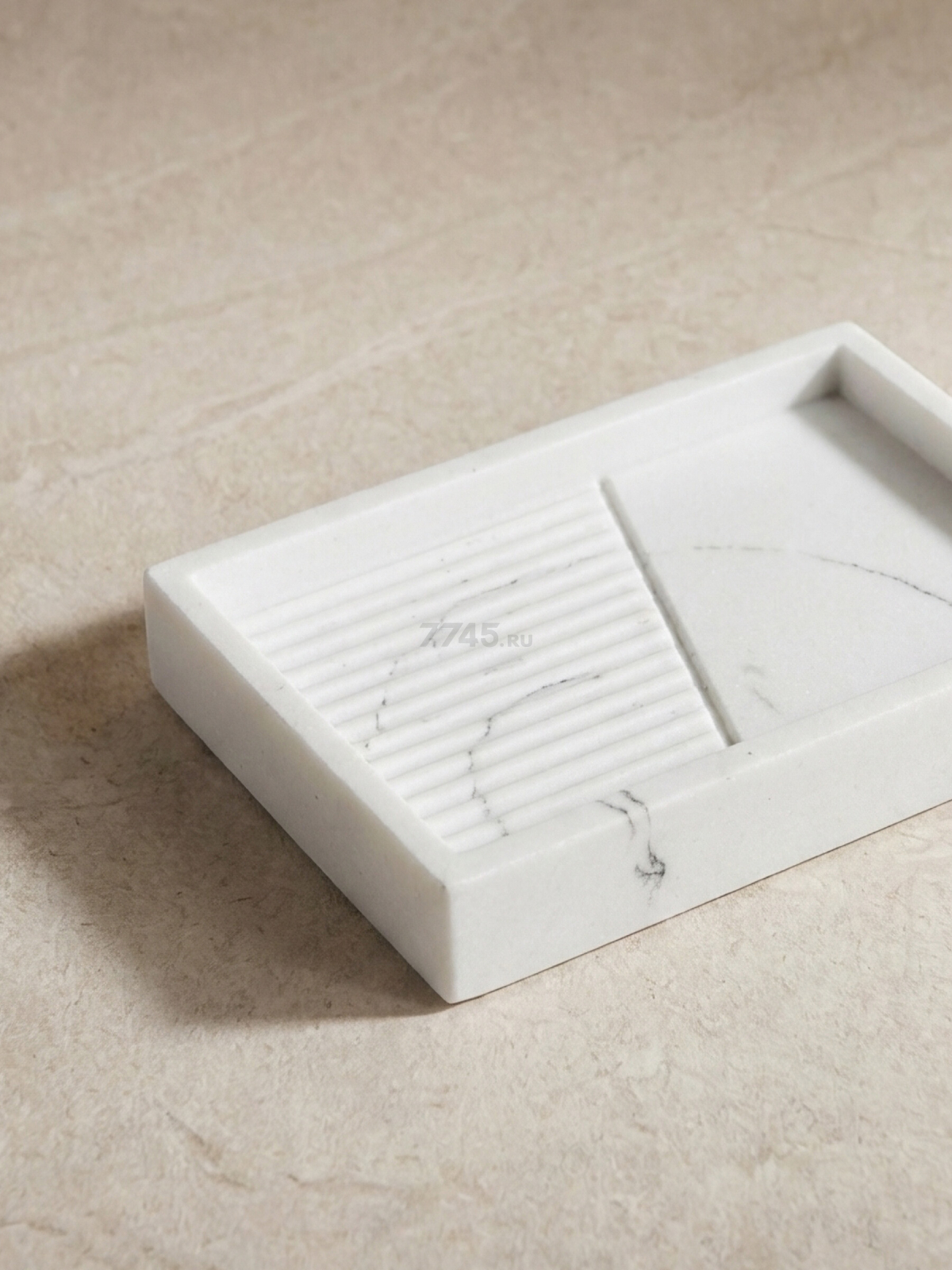 Мыльница PERFECTO LINEA Element Marble белый (35-618703) - Фото 2