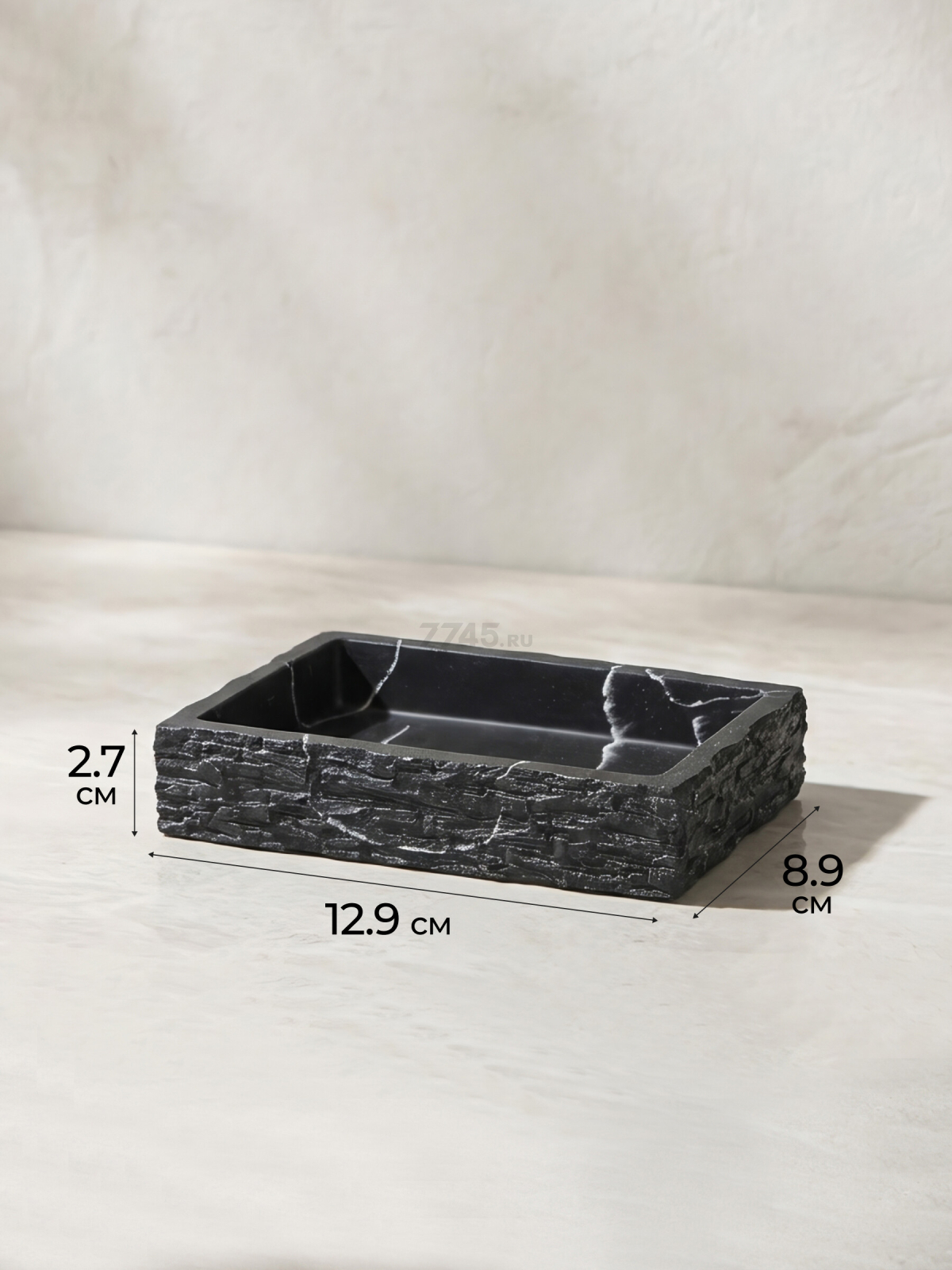 Мыльница PERFECTO LINEA StoneWave черный (35-130803) - Фото 6