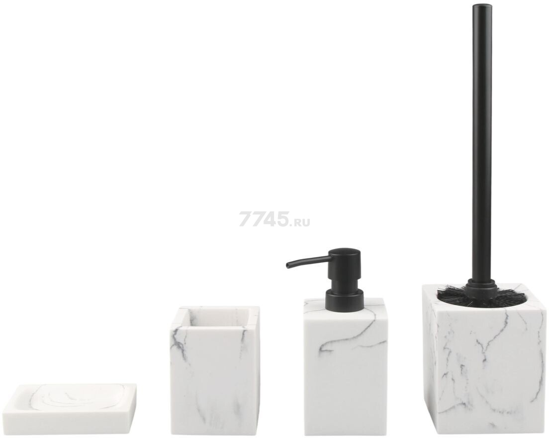 Набор аксессуаров для ванной комнаты Marble 4 предмета PERFECTO LINEA белый (35-000105)