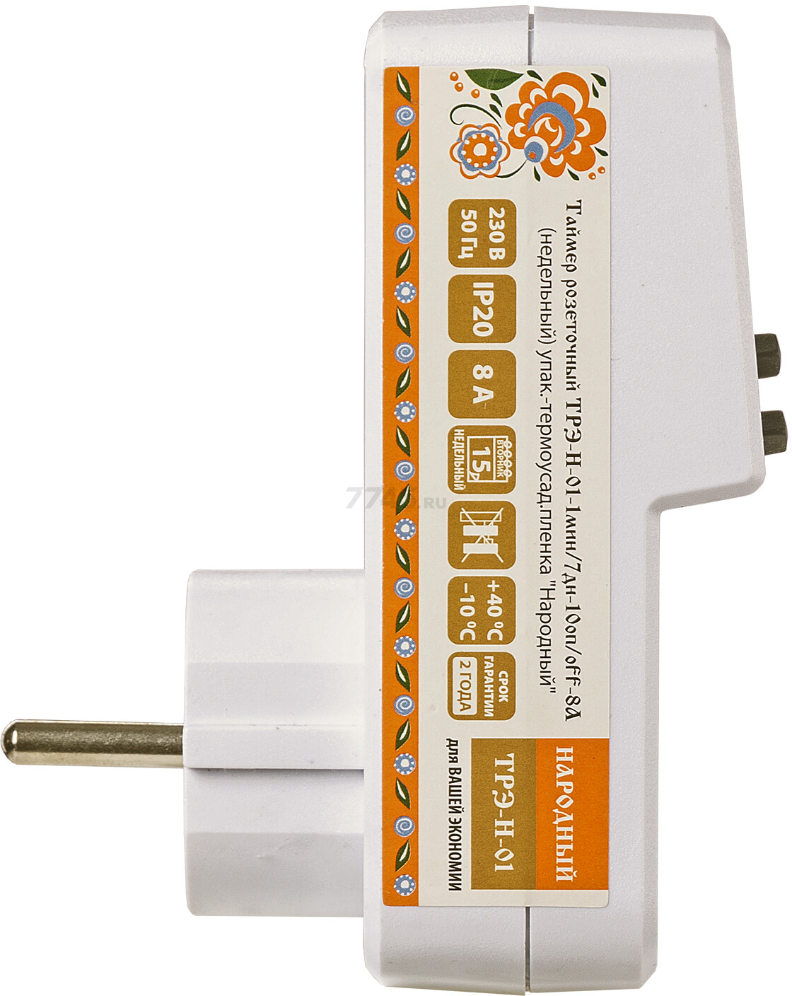 Розетка с таймером TDM ТРЭ-Н-01-1мин/7дн-10on/off-8А Народный (SQ1506-0102) - Фото 5