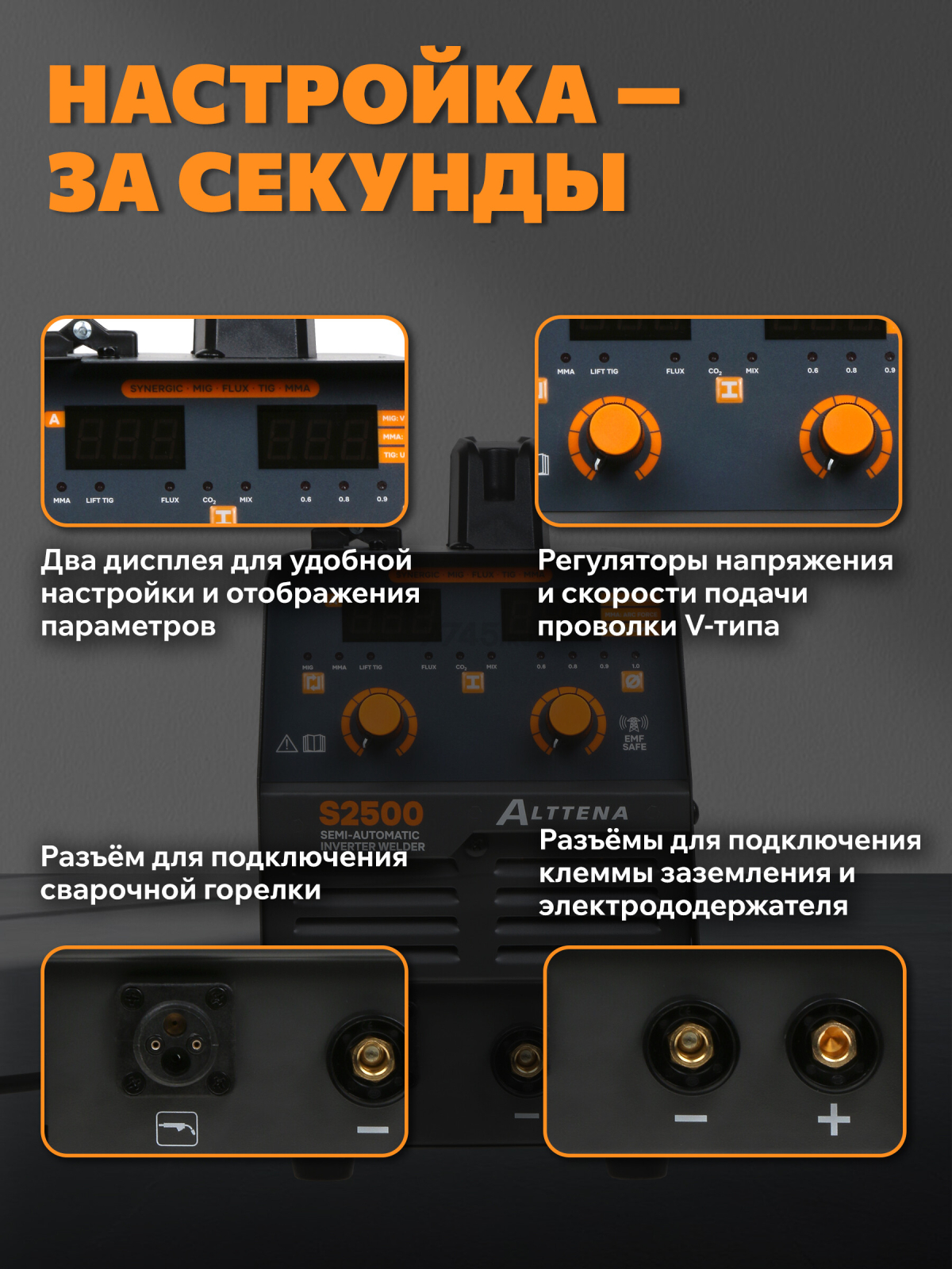 Полуавтомат сварочный Alttena S2500 (206132) - Фото 3