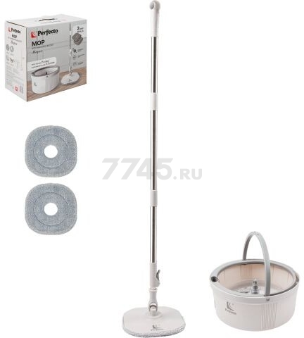 Швабра с отжимным ведром PERFECTO LINEA Mopex бело-серая (43-171331) - Фото 3
