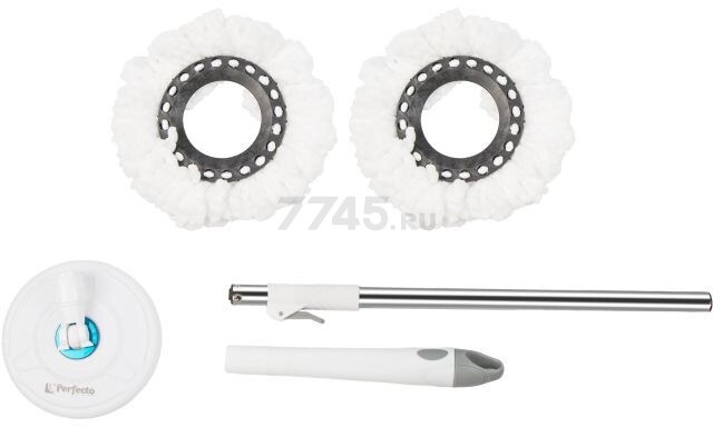 Швабра с отжимным ведром PERFECTO LINEA AquaSpin бело-серая (43-452521) - Фото 9