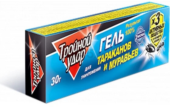 Инсектицид гель от тараканов и муравьев ДОМОВОЙ ПРОШКА Тройной удар 30 гр (4607005240392) - Фото 4