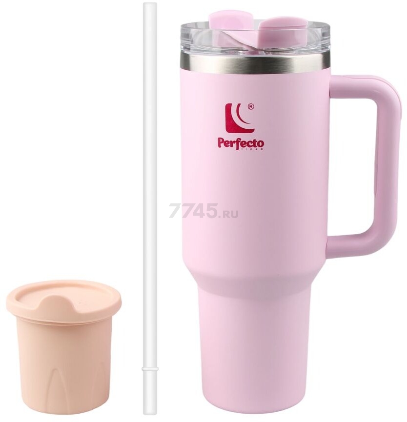Термокружка c трубочкой PERFECTO LINEA Styley delicate rose 1,18 л (27-120011) - Фото 3