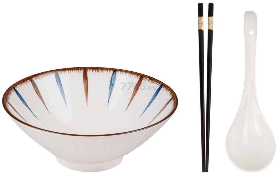 Тарелка керамическая с ложкой и палочками для еды PERFECTO LINEA Ramen aura 17-950003